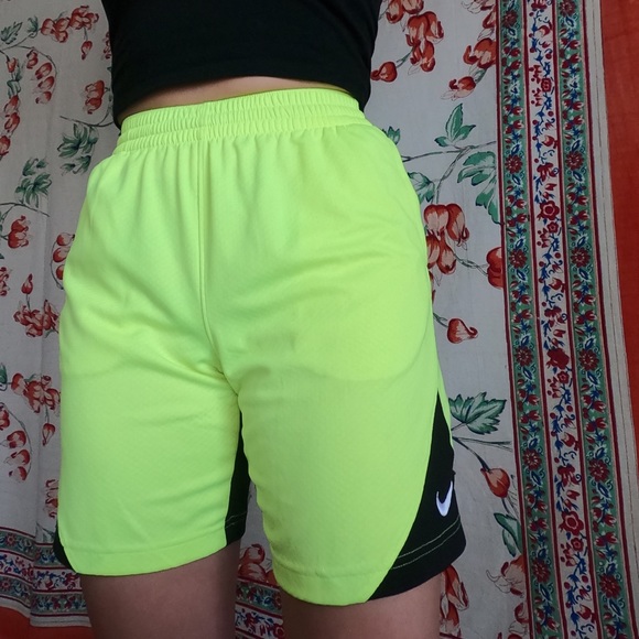 nike lime green biker shorts